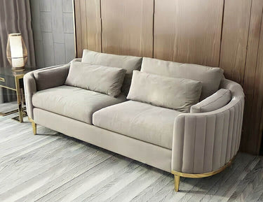Luxury Cream Velvet Brooklyn Sofa Suite Set with Gold Legs for Elegant Living Room - UK Luxury Furniture